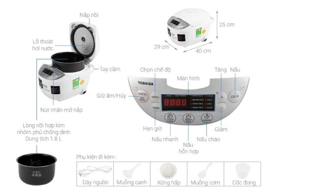 Nồi Cơm Điện Tử Toshiba RC-18DH2PV