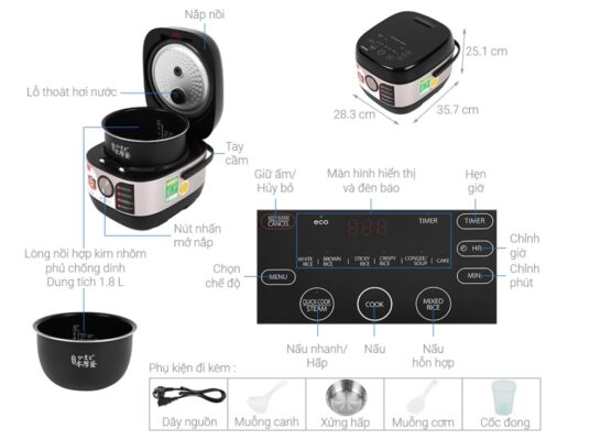 Nồi Cơm Điện Tử Cao Tần Toshiba RC-18IX1PV