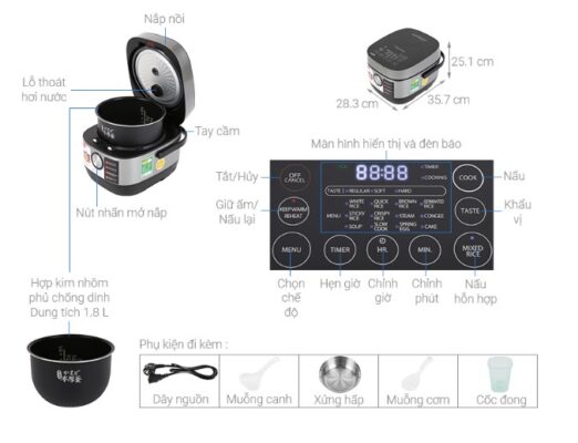 nồi cơm điện tử cao tần Toshiba RC-18IP1PV