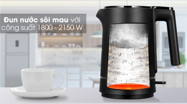 Ấm siêu tốc Toshiba KT-15DS1NV với công suất 1800 - 2150W