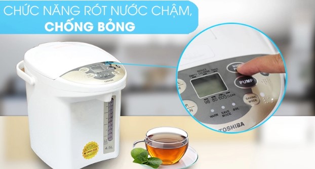Chức năng rót nước chậm của Bình thủy điện Toshiba chống bỏng 