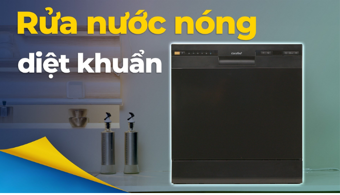 Công suất Máy rửa chén độc lập Comfee CDW-8F60RB với công nghệ diệt khuẩn Máy rửa chén độc lập Comfee CDW-8F60RB vowiss công nghệ diệt khuẩn